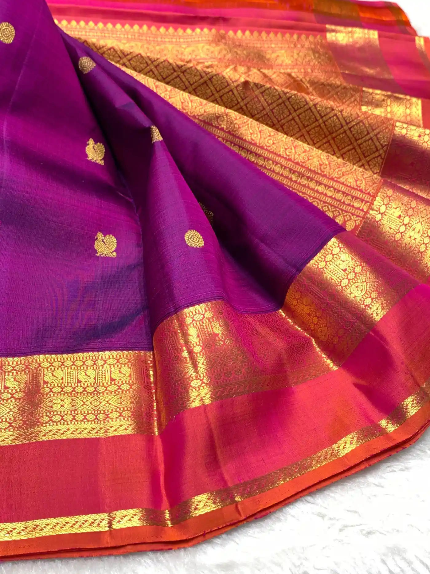 Lavendar Kanchipuram Handloom Bridal Silk Saree